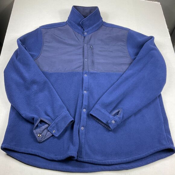 Vineyard Vines Mens Fleece Snap Button Shirt Jacket Blue Shacket Outdoorsy XXL - Picture 1 of 12